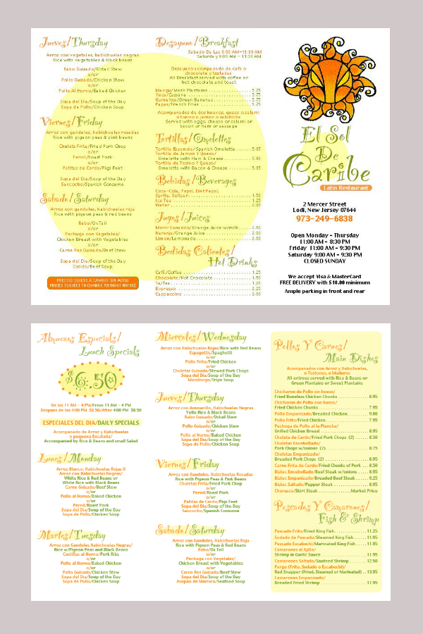 menu design