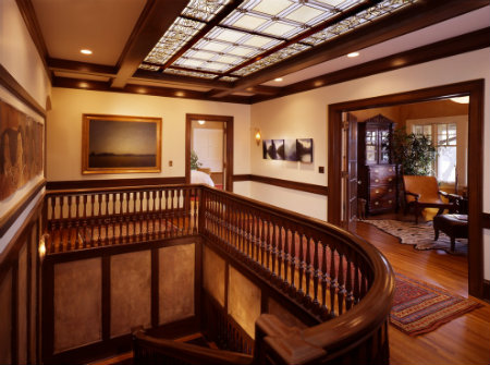 House interior with stained wood trim