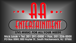 AA Entertainment business card