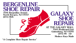 Bergenline/Galaxy shoe repair business card