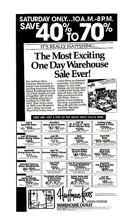 A dining room advertisement