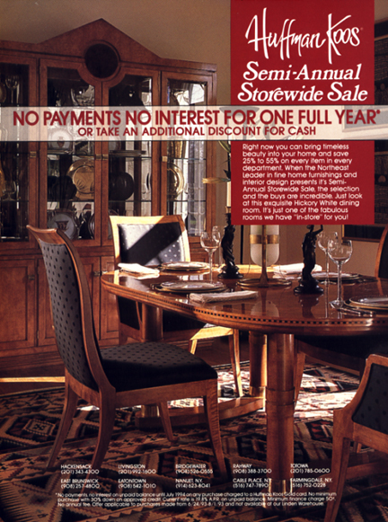 A dining room advertisement