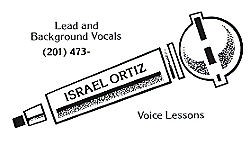 Israel Ortiz, vocalist, business card