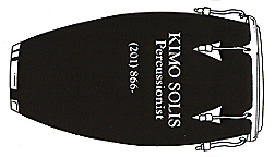 Kimo Solis, percussionist, business card