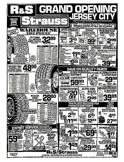 A car parts advertisement
