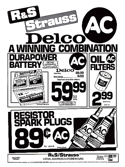 A car parts advertisement