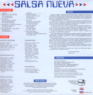 Salsa Nueva record cover, back