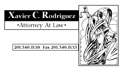 Xavier Rodriguez, attorney business card